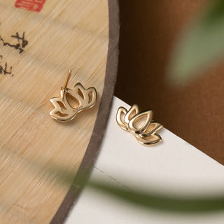 Buddha Gift 925 Sterling Silver Lotus Flower Blessing Earrings