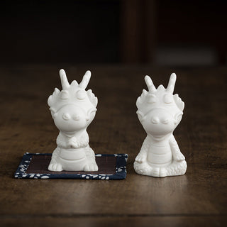 Buddha Gift Year Of The Dragon Luck White Porcelain Ceramic Tea Pet Home Figurine Decoration