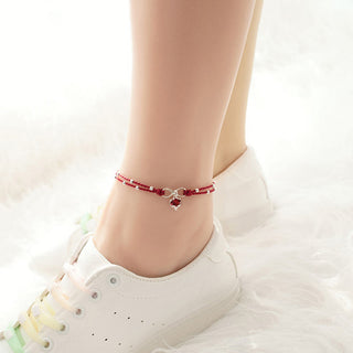 Buddha Gift Love Heart Infinity Symbol Braided String Anklet