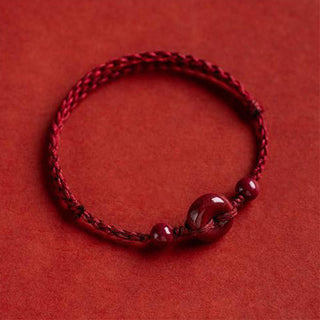 Buddha Gift Handmade Cinnabar Peace Buckle Safe and Healthy Charm Blessing String Bracelet Anklet