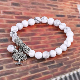 Buddha Gift Natural Gemstone Tree of Life Lucky Charm Stretch Bracelet