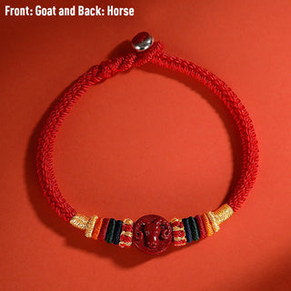 Buddha Gift Year of the Dragon 925 Sterling Silver Chinese Zodiac Cinnabar Auspicious Matches Blessing Bracelet