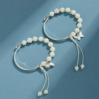 Buddha Gift Bodhi Seed Butterfly Lotus Luck Wealth Bracelet Bangle