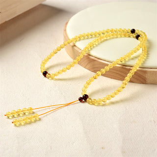 Buddha Gift 108 Mala Beads Natural Amber Clear Anxiety Bracelet