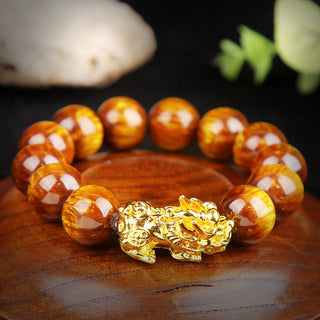 Buddha Gift Lucky Golden Tiger Eye Abundant Pixiu Bracelet