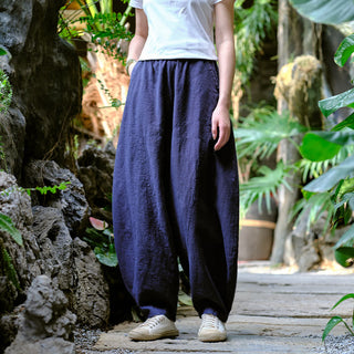 Buddha Gift Solid Color Loose Yoga Harem Pants With Pockets