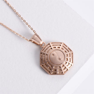 Buddha Gift Bagua Yin Yang Titanium Steel Balance Necklace Chain Pendant