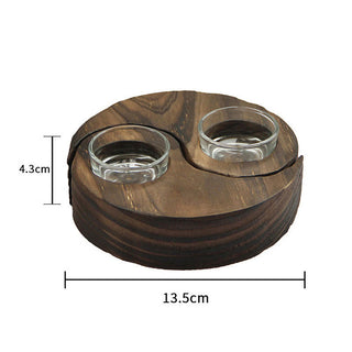 Buddha Gift Yin Yang Wood Candle Holder Meditation Rituals Use Items