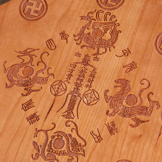 Buddha Gift Feng Shui Bagua Map Peach Wood Five-Emperor Coins Chinese Knotting Balance Energy Map Mirror