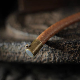 Buddha Gift Retro Leather Luck Healing Copper Magnetic Buckle Bracelet