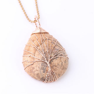 Buddha Gift Natural Quartz Crystal Tree Of Life Healing Energy Necklace Pendant