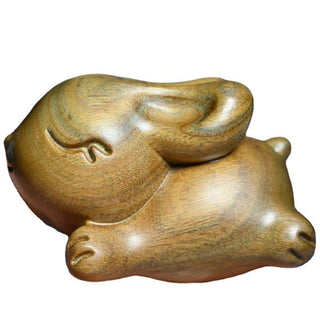 Buddha Gift Green Sandalwood Small Mini Cute Rabbit Bunny Peace Decorations