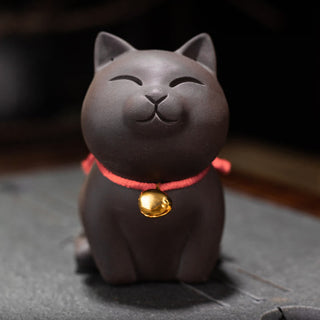 Buddha Gift Mini Lovely Cat Tea Pet Purple Clay Figurine Desk Decoration
