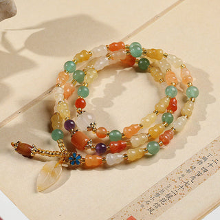 Buddha Gift Golden Silk Jade Gourd Wealth Bracelet
