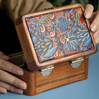 Buddha Gift Retro Handmade Floral Pattern Rosewood Jewelry Storage Box Lockable Wooden Gift Organizer Box