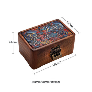 Buddha Gift Retro Handmade Floral Pattern Rosewood Jewelry Storage Box Lockable Wooden Gift Organizer Box
