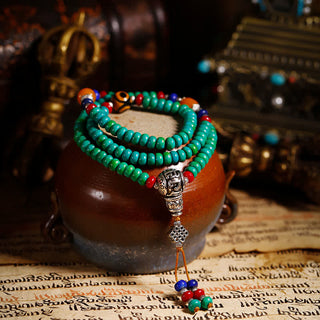 Buddha Gift 108 Mala Beads Tibetan Turquoise Dzi Bead Protection Bracelet