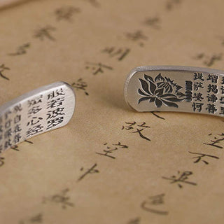 Buddha Gift 999 Sterling Silver Om Mani Padme Hum Lotus Wisdom Bracelet Bangle