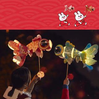 Buddha Gift DIY Fortune Luck Koi Fish Paper Lantern Lamp Mid-Autumn Festival Child Kids Lantern Decoration