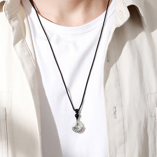 Buddha Gift 925 Sterling Silver Natural Hetian Jade Peace Buckle Prosperity Necklace Pendant