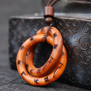 Buddha Gift Lightning Struck Jujube Wood Taoist Yin Yang Ring Qiankun Circle Leizu Taboo Luck Necklace Pendant