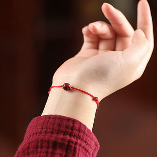 Buddha Gift Natural Lucky Cinnabar Bead Blessing String Bracelet Anklet