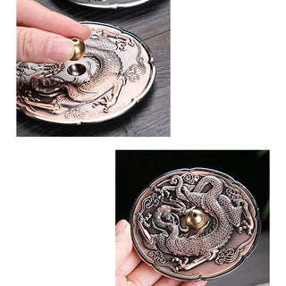 Buddha Gift Round Auspicious Dragon Protection Copper Alloy Stick Incense Burner Decoration