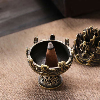 Buddha Gift Tibetan Mini Mountain Pattern Meditation Copper Alloy Incense Burner
