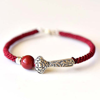Buddha Gift 925 Sterling Silver Cinnabar Blessing String Bracelet