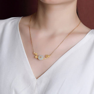 Buddha Gift 925 Sterling Silver Plated Gold Hetian Jade  Plum Blossom Luck Necklace Pendant Bracelet Bangle Ring