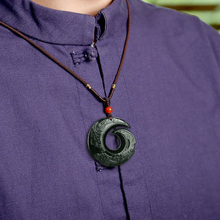 Buddha Gift One's Luck Improves Design Patern Natural Hetian Cyan Jade Success Necklace Pendant