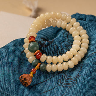 Buddha Gift Bodhi Seed Lotus Pod Charm Peace Double Wrap Bracelet