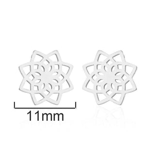 Buddha Gift Tibetan Lotus Pattern New Beginning Stud Earrings