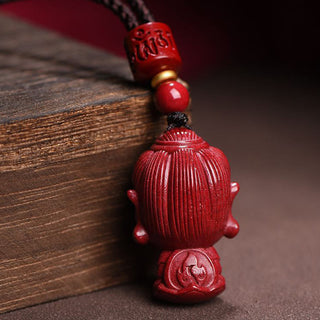 Buddha Gift Chinese Zodiac Natal Buddha Natural Cinnabar Amulet Keep Away Evil Spirits Necklace Pendant