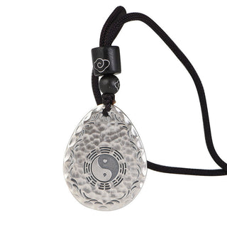 Buddha Gift Vintage 999 Sterling Silver Yin Yang Bagua Water Drop Design Balance Harmony Necklace Pendant