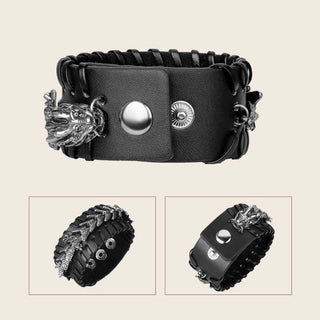 Buddha Gift Dragon Leather Protection Weave Bracelet