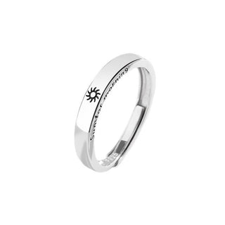 Buddha Gift 925 Sterling Silver Sun Moon Protection Adjustable Couple Ring