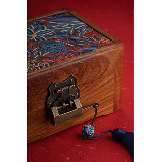 Buddha Gift Retro Handmade Floral Pattern Rosewood Jewelry Storage Box Lockable Wooden Gift Organizer Box