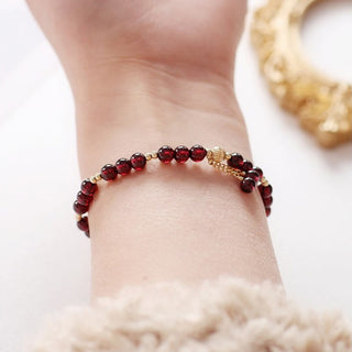Buddha Gift 14K Gold Natural Garnet Calm Bracelet