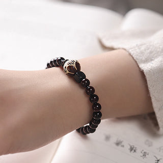 Buddha Gift Small Leaf Red Sandalwood Lotus Bodhi Seed Carved Protection Double Wrap Bracelet