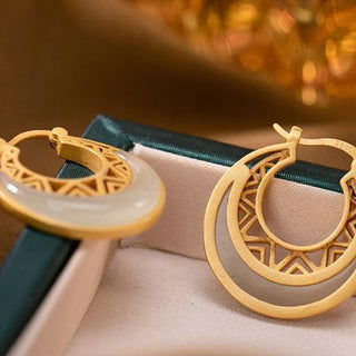 Buddha Gift Crescent Moon Jade Prosperity Drop Earrings