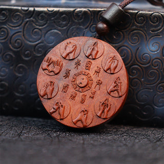 Buddha Gift Lightning Struck Jujube Wood Yin Yang Bagua Mountain Ghosts Spend Money Protection Necklace Pendant