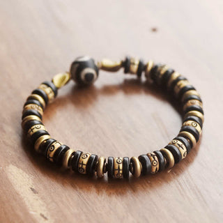 Buddha Gift Tibetan Bone Beads Ebony Wood Strength Bracelet