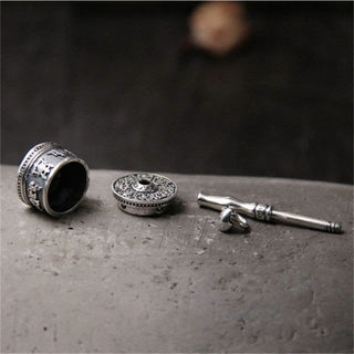 Buddha Gift 925 Sterling Silver Om Mani Padme Hum Prayer Wheel Purity Rotatable Necklace Pendant