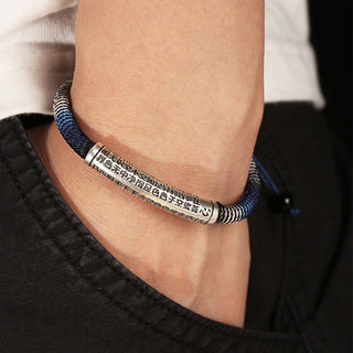 Buddha Gift 999 Sterling Silver Heart Sutra Calm Handmade Braided Bracelet