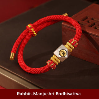 Buddha Gift 999 Sterling Silver Chinese Zodiac Natal Buddha Red Rope Luck Strength Handcrafted Kids Bracelet