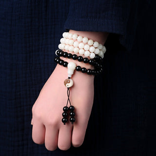 Buddha Gift Ebony YinYang Protection Necklace Mala