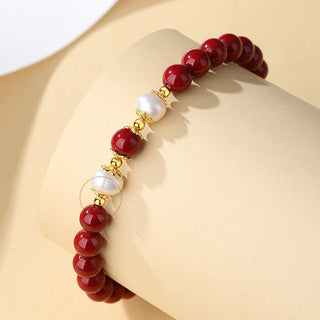Buddha Gift 925 Sterling Silver Natural Cinnabar Pearl Blessing Necklace Pendant Bracelet Earrings Jewelry Set