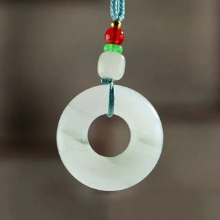 Buddha Gift Natural Jade Peace Buckle Prosperity Necklace Pendant