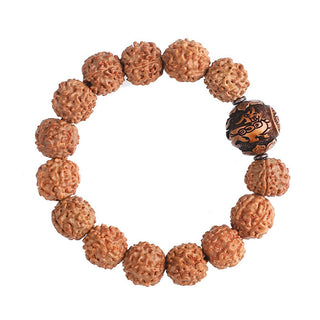 Buddha Gift Tibet Rudraksha Bodhi Seed PiXiu Copper Coin Wealth Luck Bracelet
